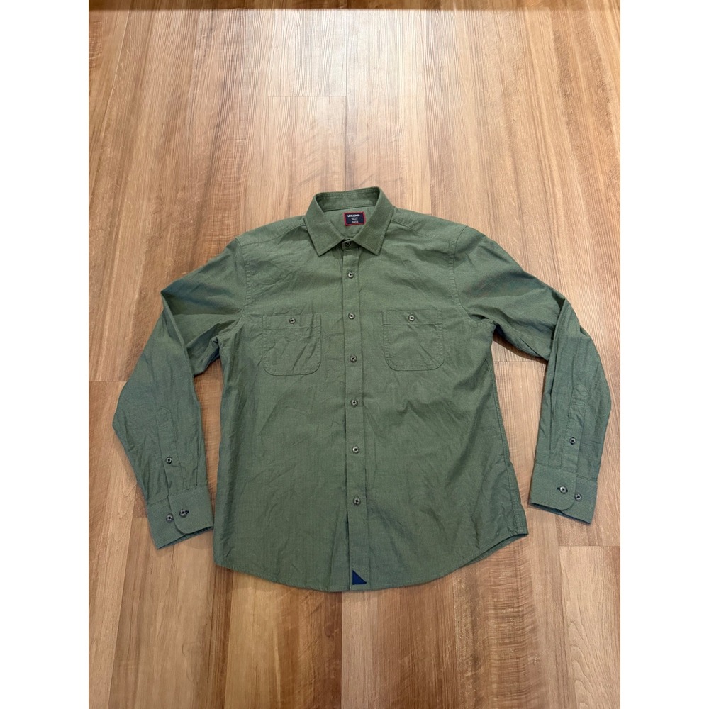 UNTUCKIT Button Down Shirt Mens Medium Green Hemsworth-Rifle Regular Fit 41234